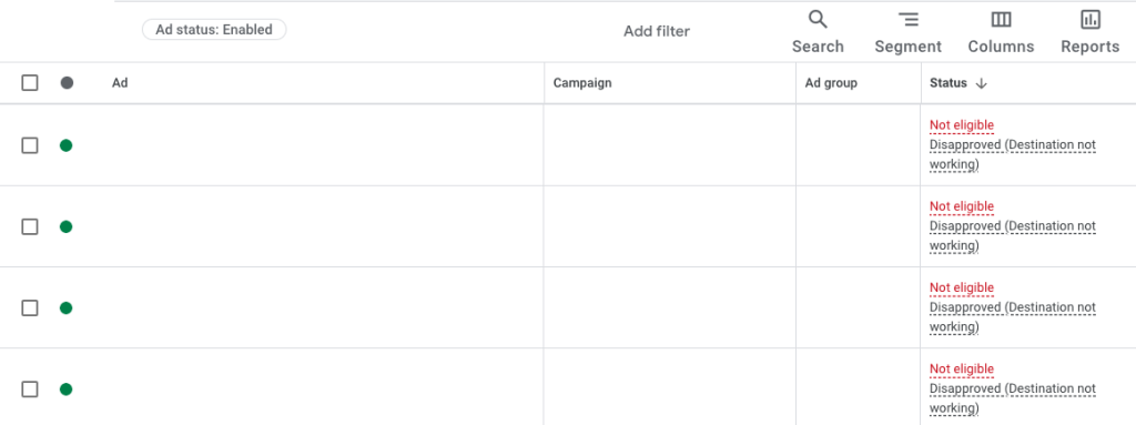 Disapproved Google Ad Examples