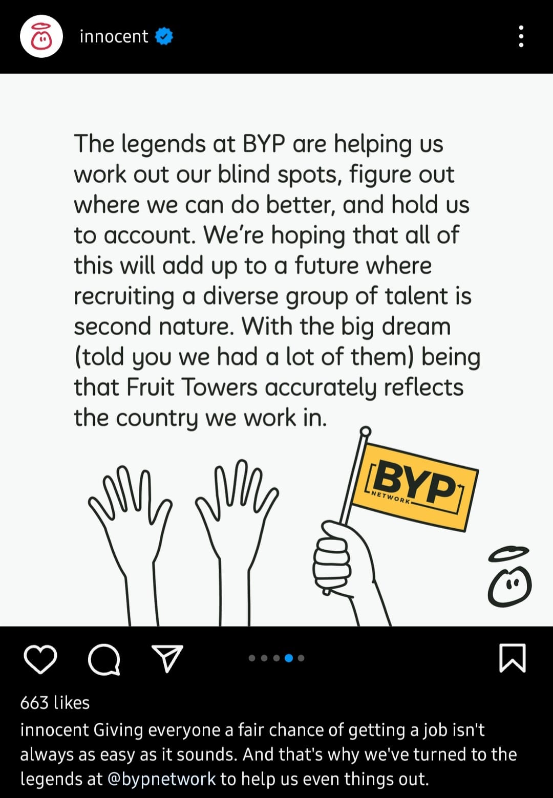 Innocent Instagram post talking about diversity blind spots for inclusive marketing