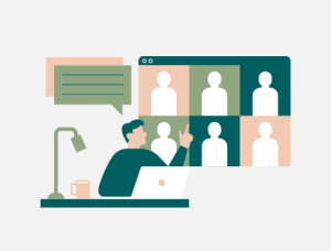 Illustration of a man presenting a webinar