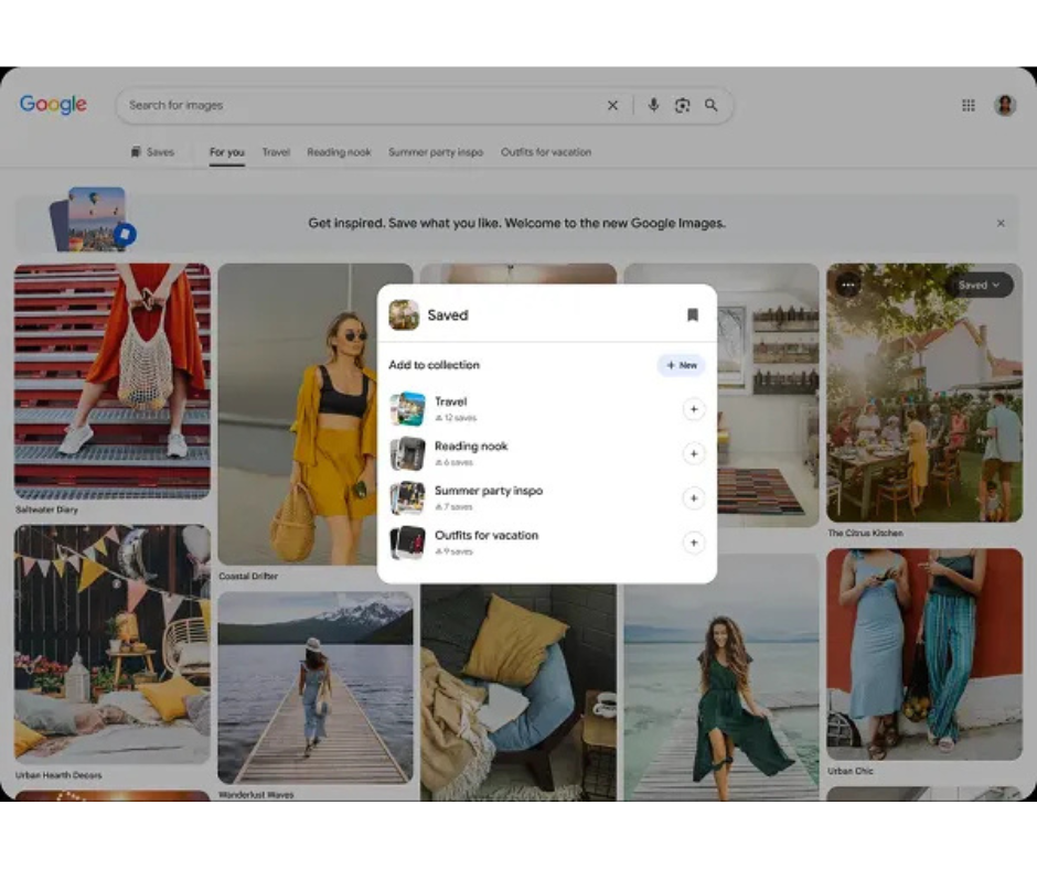 Screenshots of the updated Google Images UI, reflecting Pinterest’s style.