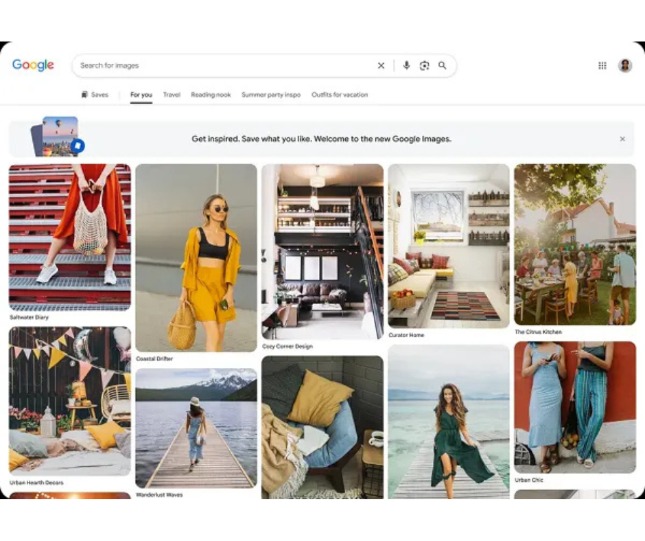 Screenshots of the updated Google Images UI, reflecting Pinterest’s style.