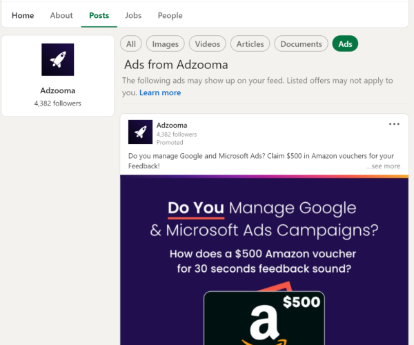 Paid Social Ads Example From Adzooma